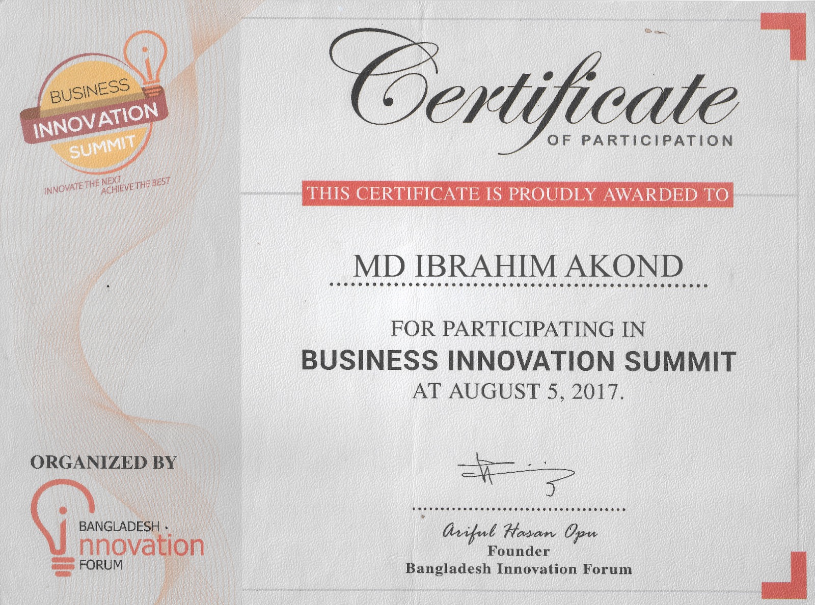 Certificate